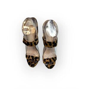 Charlotte Russe sexy Cheetah print black brown‎ heeled sandal open toe